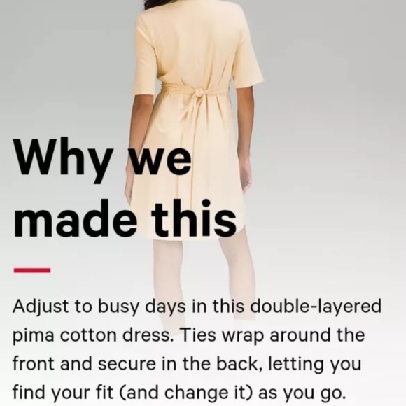 Lululemon Pima Cotton Wrap Front T-Shirt Dress Prosecco Size 10 NWT Stretch - Picture 12 of 12